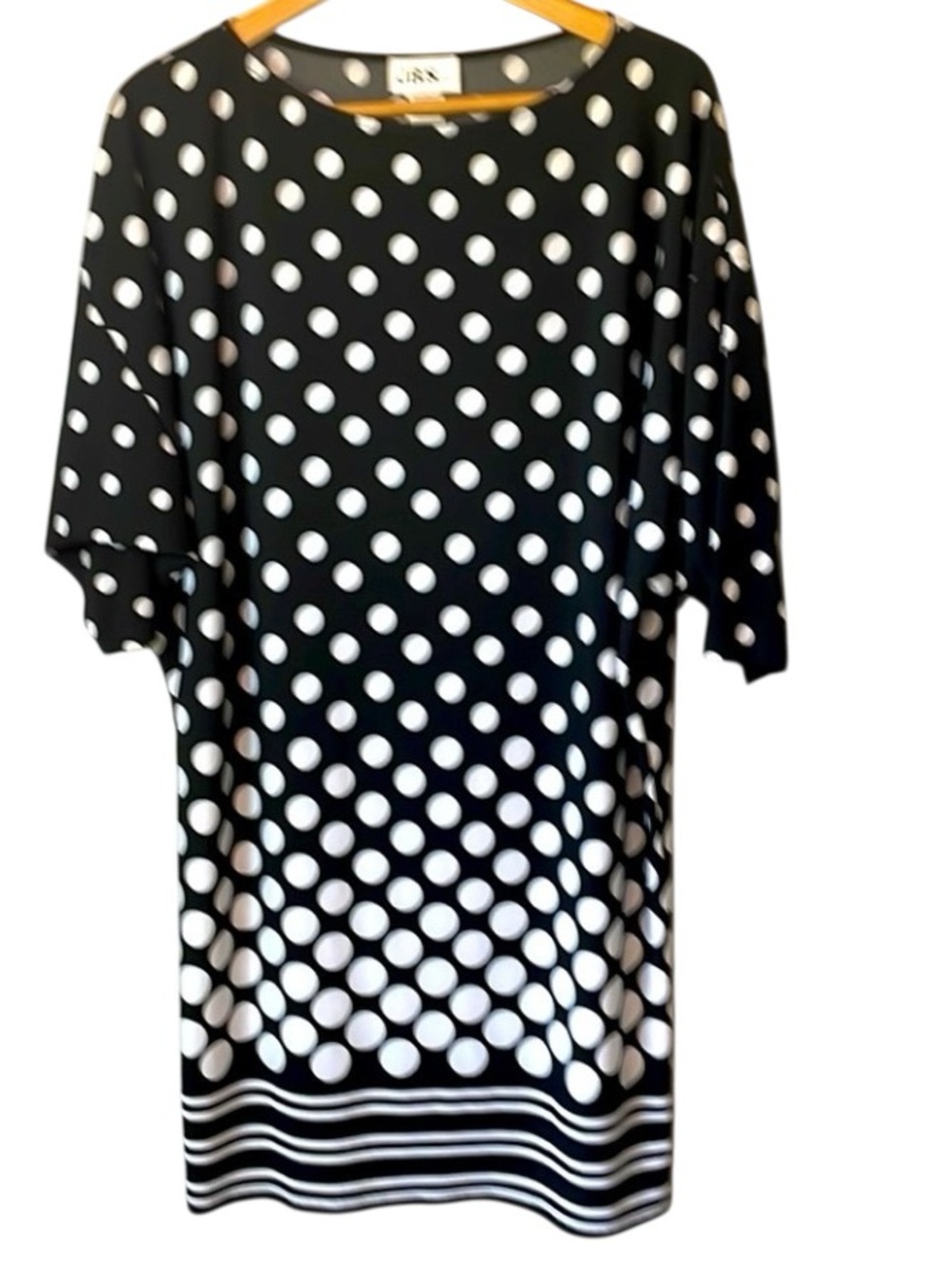 JBS polka dot oversized Sheath dress size medium Black White Career